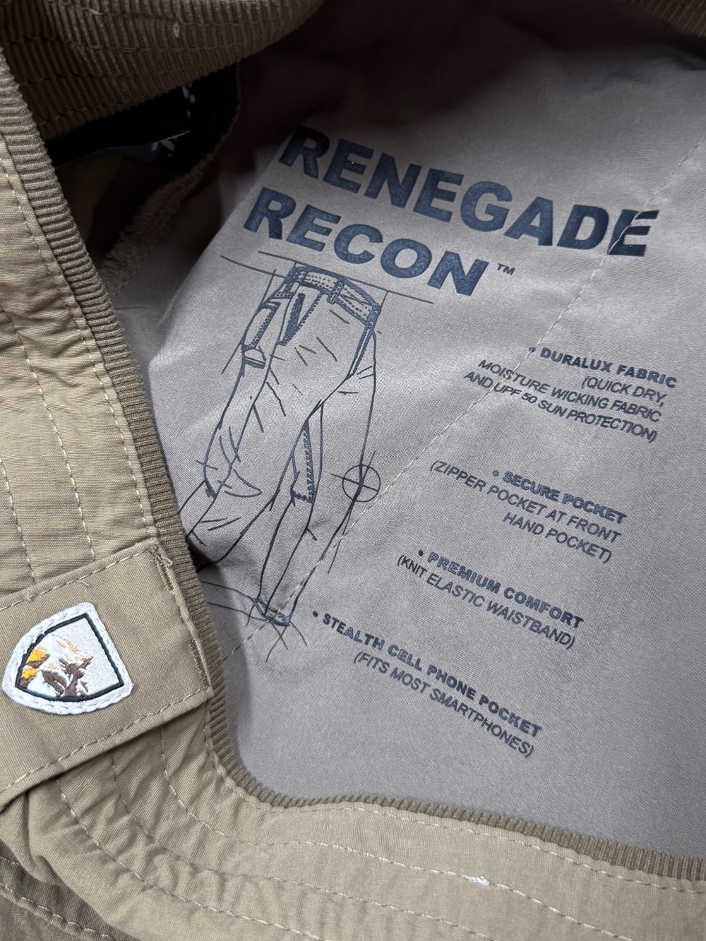 Kuhl Renegade Recon Pants Mens 32x28 Khaki Hiking Duralux Stretch Outdoors